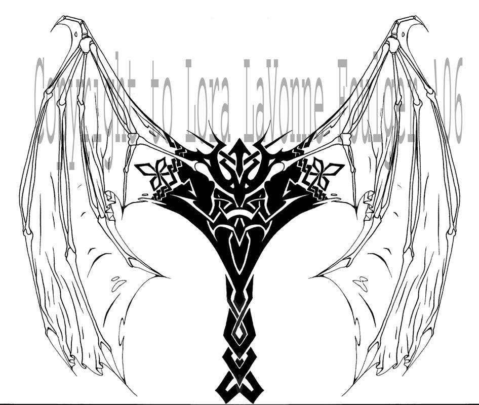 Celtic Folded demon wings - shoulder tattoo