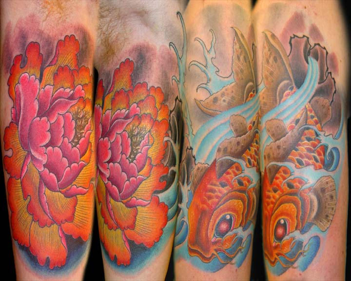 Koi and Lotus Tattoo | Flower Tattoo