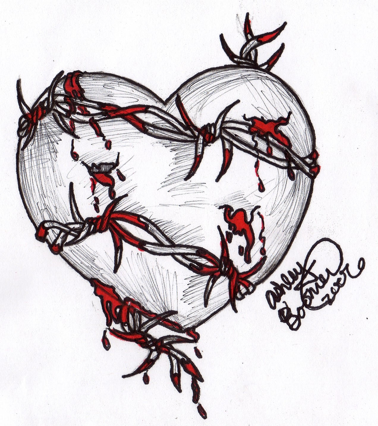 Barbed Wire Heart by ~Boomboom34 on deviantART