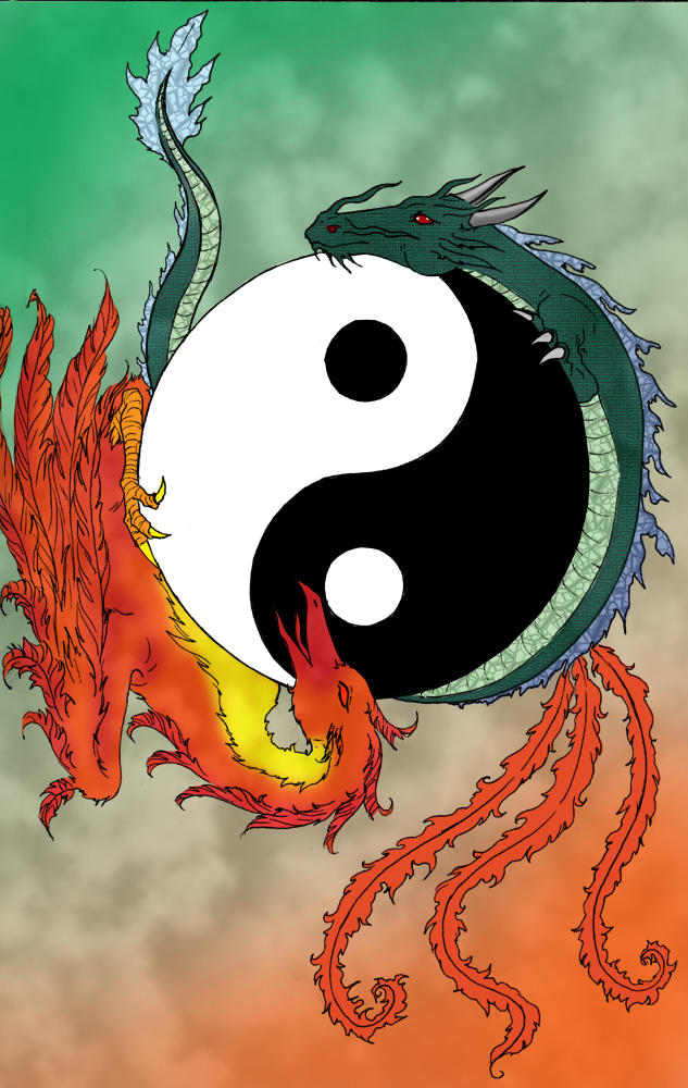 Phoenix and Dragon Colored by sakurashinraceo on deviantART