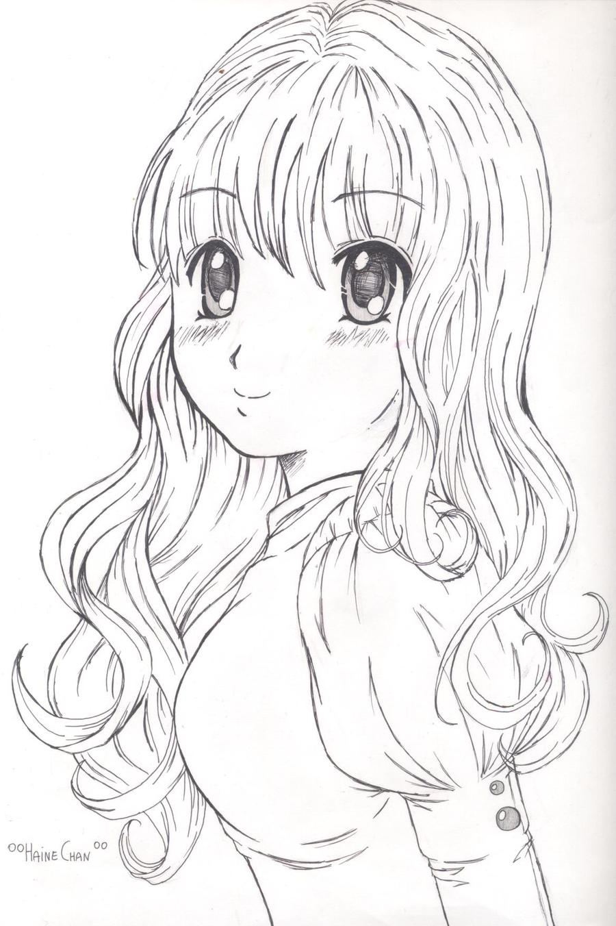 Short Hair Female Anime Coloring Coloring Pages
