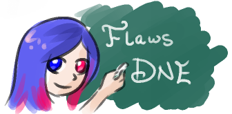 Mary Sue, smiling, writes on a chalkboard. The chalkboard says ''Flaws DNE.''
