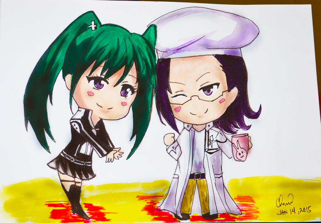 Lenalee and Komui Chibi (D. Gray Man) by Cane-the-artist